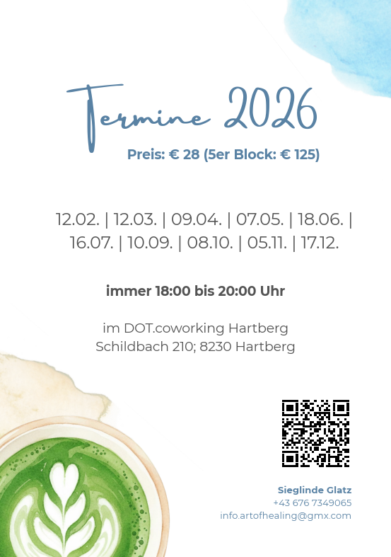 Infozettel zu Impulsabend Cafe & Cranio - Bild von Wirbelsäule und eines Latte-Art-Kaffee